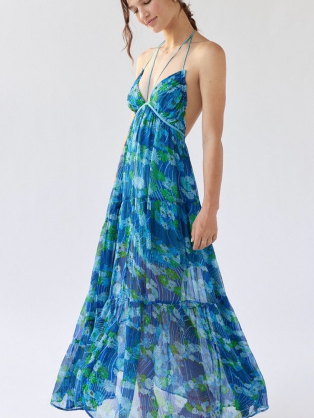 Urban outfitters tallulah floral halter maxi dress